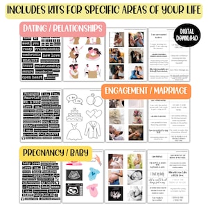 Kit per feste con bacheca visionaria 2026, stampabile per donne, modello per pianificatore di bacheca degli obiettivi di Capodanno, immagini clipart per bacheca delle affermazioni dell'umore immagine 2
