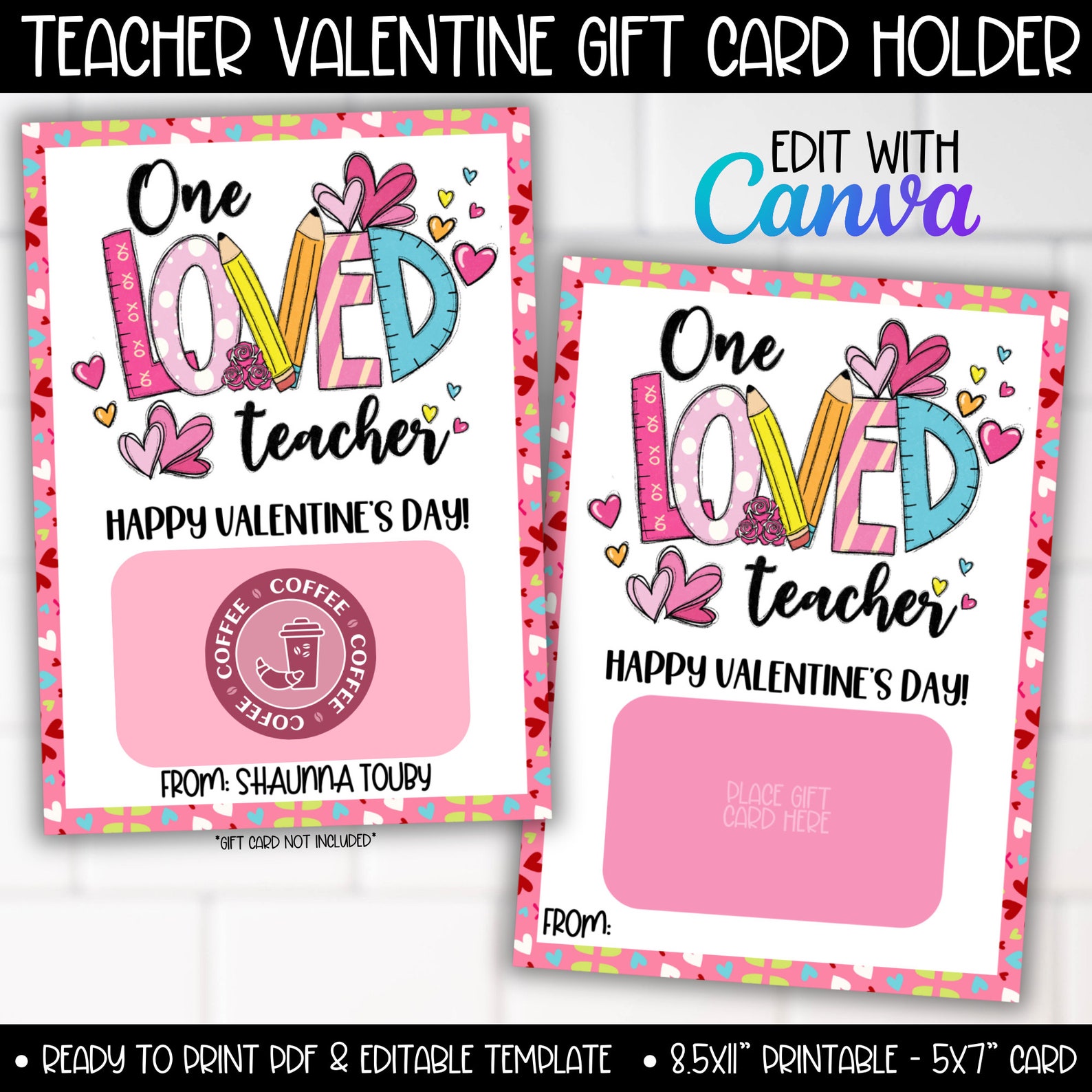 Teacher Valentine's Day Gift Card Holder, Teacher Appreciation Coffee