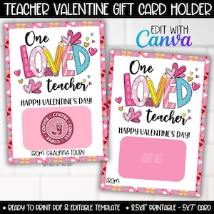 Lehrer Valentinstag Geschenk Kartenhalter, Lehrer Wertschätzung Kaffee Geschenkanhänger, Schule Valentinstag Lehrer Geschenke Kartenvorlage zum Ausdrucken