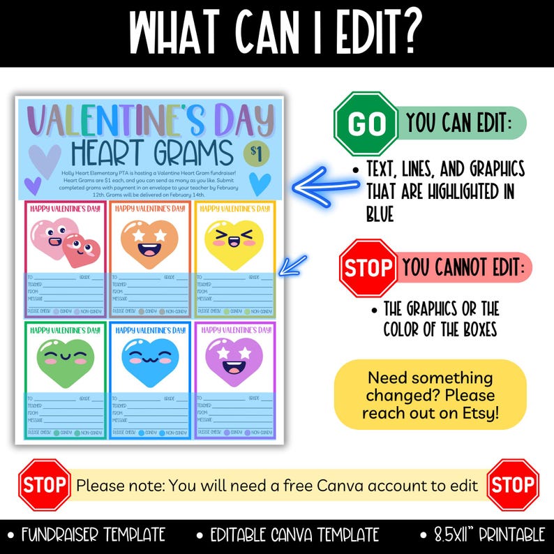 Valentine's Day Rainbow Heart Gram Flyer Template, Valentine Candy ...