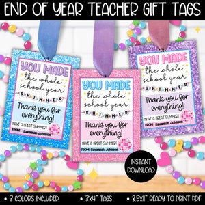 Teacher End of School Year Pop Star Gift Tags, Teachers Made the Whole School Shimmer Bracelet Gifts, Great Summer Gift from Student Tag