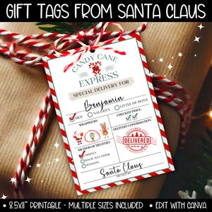Santa Gift Tag, Special Delivery Santa Express Tags, Personalized Christmas Gift Tags from Santa, From Santa North Pole Reusable Gift Tag