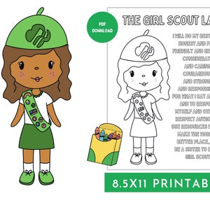 Girl Scout Promise Coloring Page Printable Worksheet Activity, Girl ...