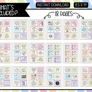 Printable Lunch Box Notes Preschool for Kids Encouragement Bundle | Pastel Lunchbox Notes for ...