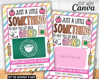 Porta-carta regalo per il caffè del primo giorno di scuola per l'insegnante, regalo per il nuovo insegnante di scuola materna e prescolare, porta-carta regalo per il caffè del ritorno a scuola