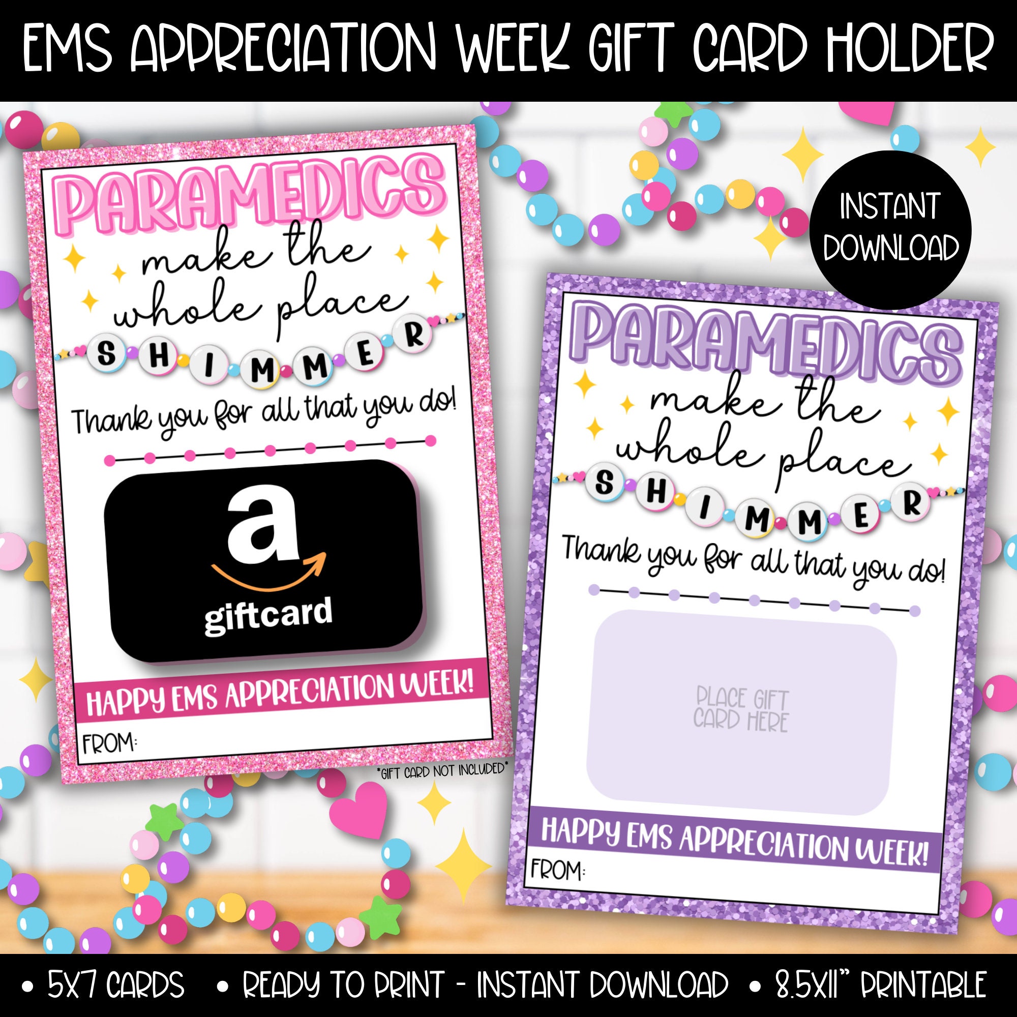Paramedic EMS Staff Appreciation Week Gift Card Holder, Pop Star EMT Ambulance Medical Thank You, In My EMS Era, ems Printable Bulk Gifts