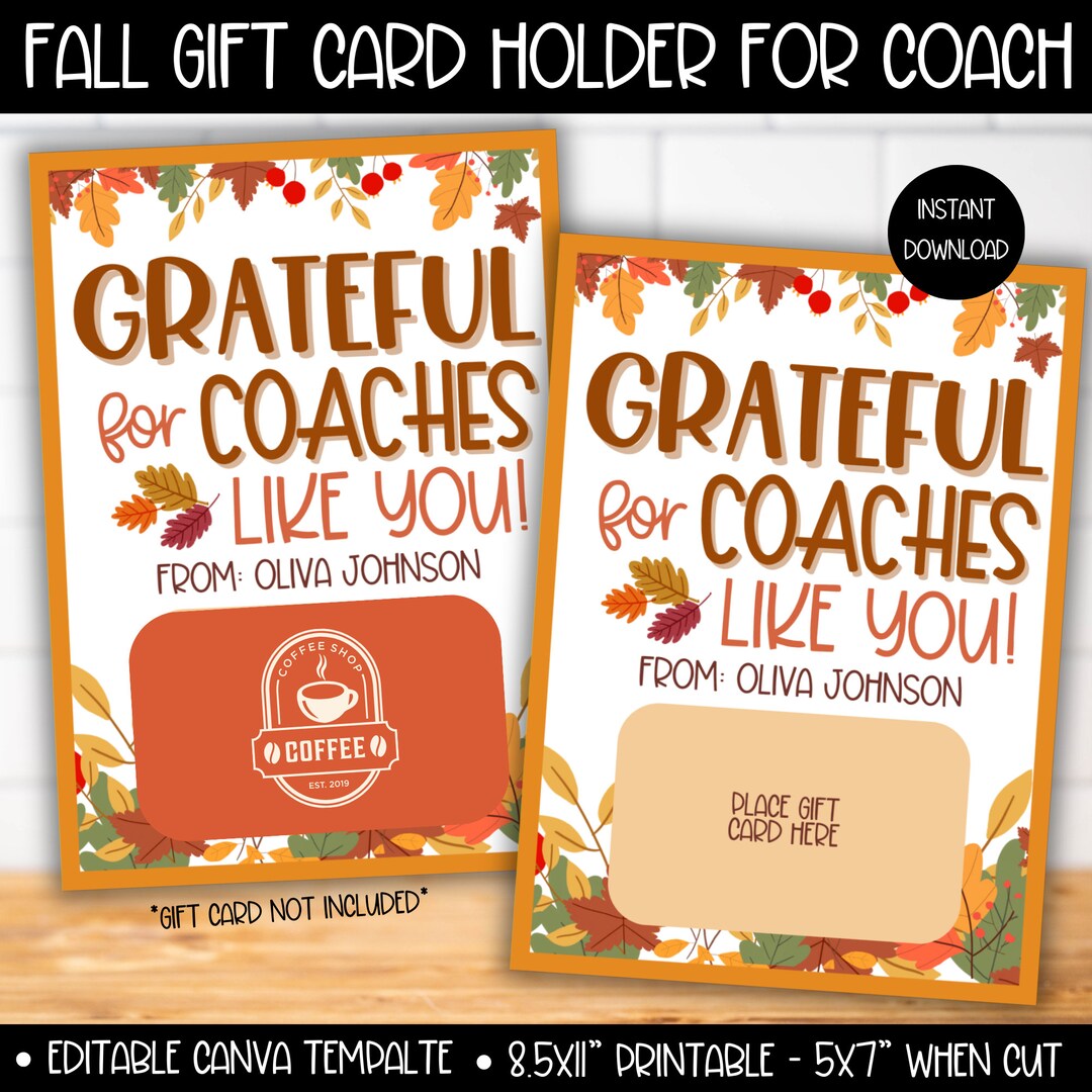 Thanksgiving Coach Gym Teacher Gift Card Holder, Fall Coach PE Teacher