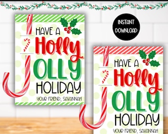 Świąteczne zawieszki na laski cukrowe Holly Jolly, hurtowe karty upominkowe, koszyczek z dzwonkami dla dzieci, zbiórka funduszy na świąteczną imprezę PTA PTO, świąteczna torebka na słodycze w kształcie laski cukrowej