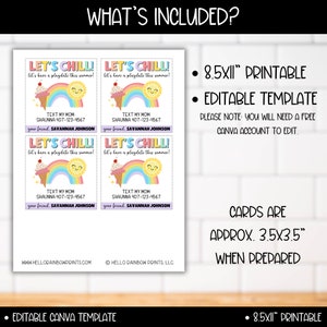 Let's Chill Playdate Cards Kids Template, Keep in Touch Cards, End of ...