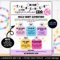 Teacher And Staff Appreciation Week Theme Flyer, Editable Canva Template PTA PTO Event Flyer, In my Era Taylor Swift Inspired Themes Ideas