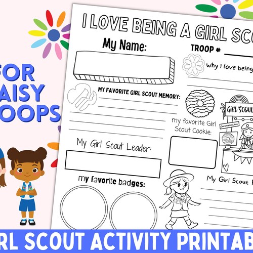 Girl Scouts Coloring Page Sheet Printable Activity Girl - Etsy