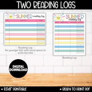 Summer Reading Log Printable Bundle, Kids Reading Challenge Chart, Reading Tracker, Book Log, Summer Literacy Activity for Kids image 6