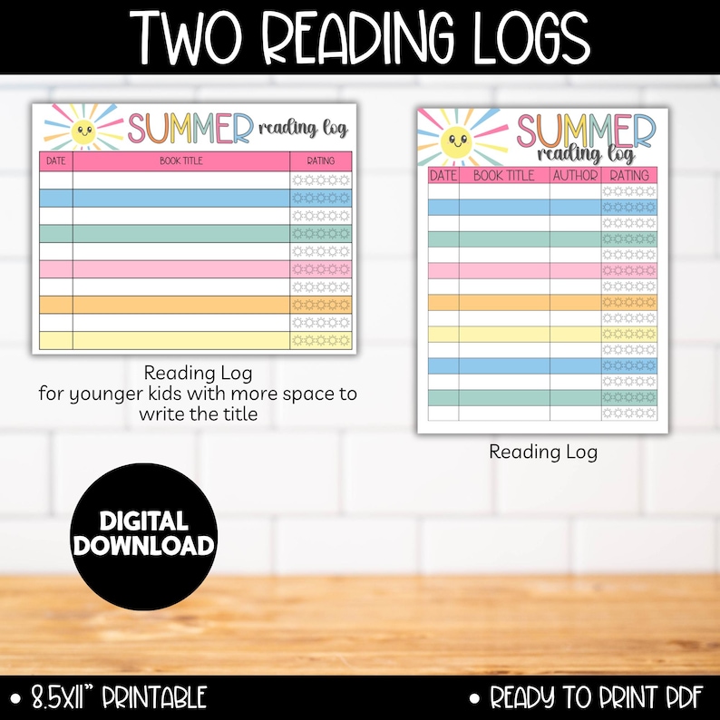 Summer Reading Log Printable Bundle, Kids Reading Challenge Chart, Reading Tracker, Book Log, Summer Literacy Activity for Kids image 6
