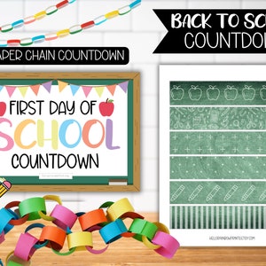 First Day Of School Chalkboard Sign Countdown | 1st day Back to School Printable Paper Chain Download | Starting School Countdown Calendar
