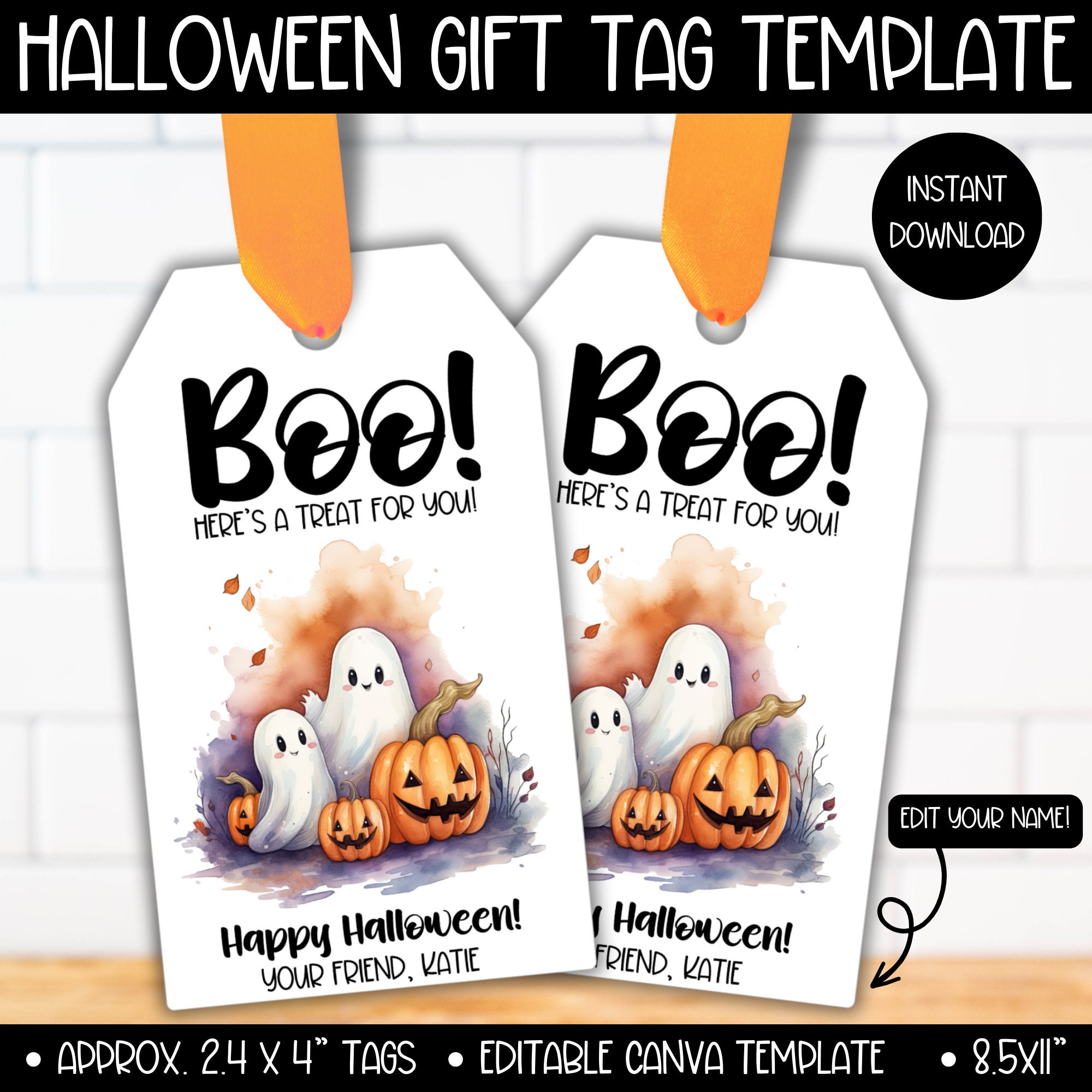 Rustic Boo Tags Printable Halloween Boo Basket Printable Treat Tag Template, Boo Favor Tags ...