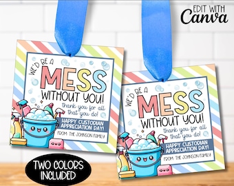 Custodians Appreciation Day Gift Tags, PTA PTO Gifts, World&#39;s Best School Custodian Janitor Thank You, Janitors Staff Appreciation Gifts