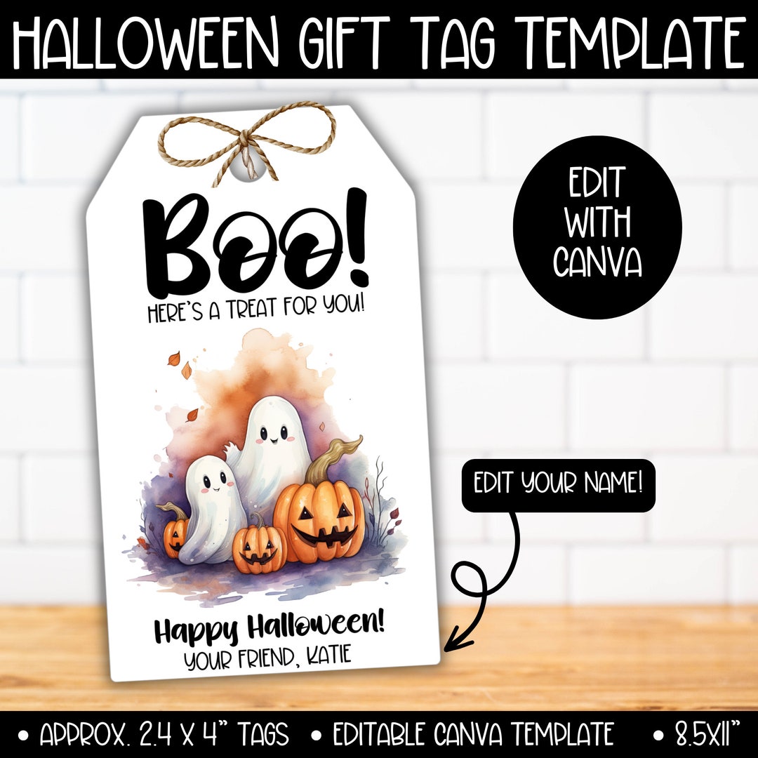 Halloween Boo Basket Printable Treat Tag Template, Boo Favor Tags