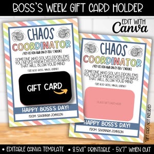 Best Boss Day Gift Card Holder, Cute Boss&#39;s Appreciation Day Gift, Bosses Day Gifts, Boss Day Woman Men Gift, Boss Chaos Coordinator Cards