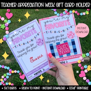 Porta-cartão-presente para a Semana de Valorização dos Professores e Funcionários, Tema Pop Star, Presentes para Imprimir Favoritos do Melhor Professor de Todos os Tempos, Presente de Aluno com Letra para Professor