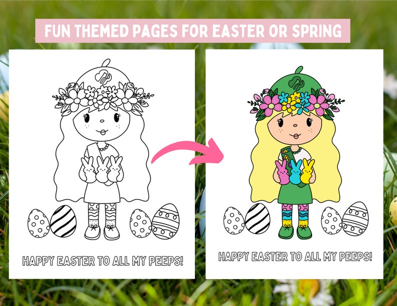 Girl Scout Easter Spring Coloring Page Sheet Printable Etsy