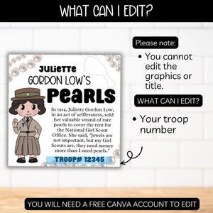 Girl Scout Swaps Pearls Tag, Juliette Gordon Low Swap Kit Pearl Craft ...