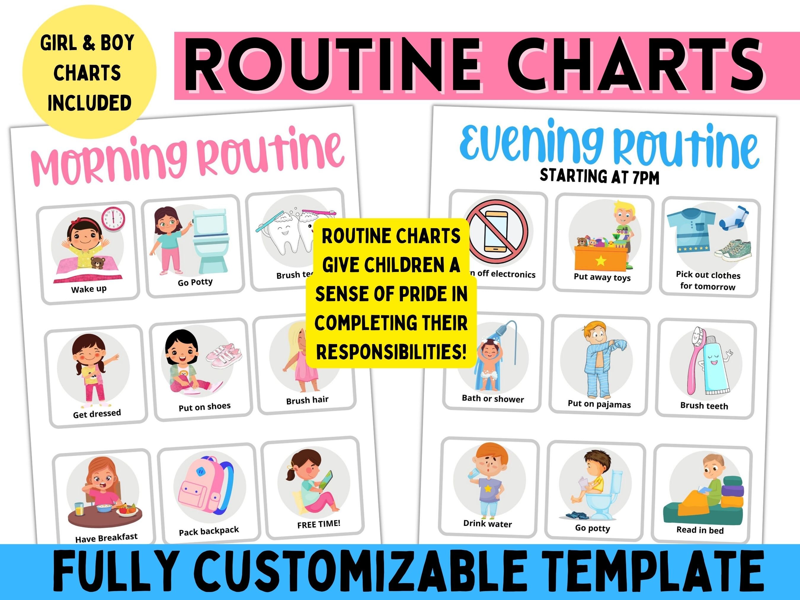 Morning Routine Chart for Kids | Night Routine Chart | Toddler