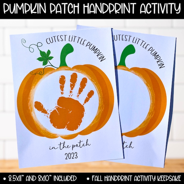 Halloween Pumpkin Handprint Footprint Toddler Baby Printable Art Craft, Homeschool Craft, Kids 2023 Fall Art, Preschool Kindergarten Pumpkin