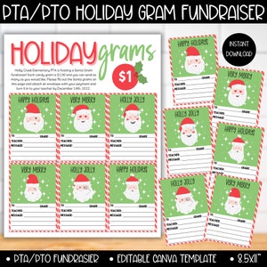 PTA PTO Kerstvakantie Gram Fundraiser Flyer Template, Winter School Ideeën Voor Inzameling, Kerst PTO Afdrukbare Flyer Candy Cane Gram