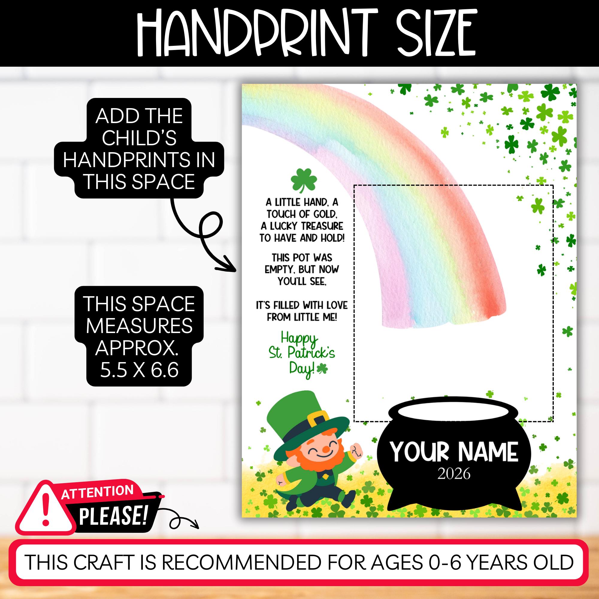 St. Patrick's Day Pot of Gold Rainbow Handprint Craft, 2026 Preschool ...