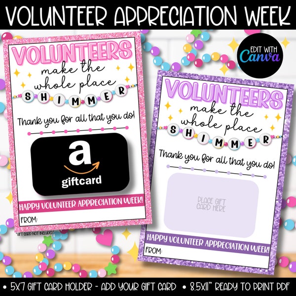 Volunteer Appreciation Week Gift Card Holder, Volunteers Thank You Tag Taylor Swiftie Inspired, Volunteer Coordinator Bulk Gift Ideas