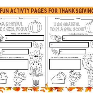 Girl Scout Thanksgiving Activity Coloring Page Girl Scout Troop Meeting ...