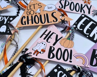 Halloween Cute Retro Ghost Boo Basket Flag DIY Printable, Boo Basket Stuffers, Boo Basket Gift Tag Flags, Boo Basket Ideas for Her Him Kids