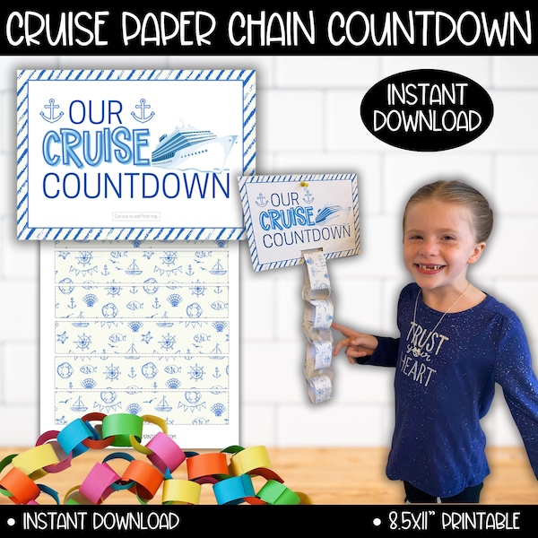 Cruise Vacation Paper Chain Countdown, Spring Break Summer Vacation Countdown, Cruise Planner Printables, Carnival Royal Caribbean Calendar