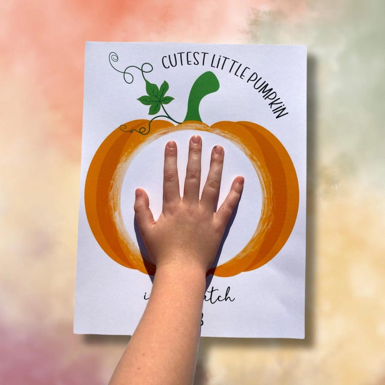 2024 Halloween Pumpkin Handprint Footprint Toddler Baby Printable Art
