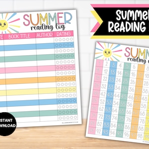 Summer Reading Charts for Kids | Reading Reward Chart | Reading Log for ...