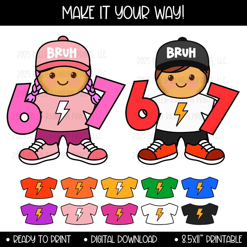 Six Seven Gingerbread Girl Disguise Craft, 67 Bruh Costume Coloring Kit ...