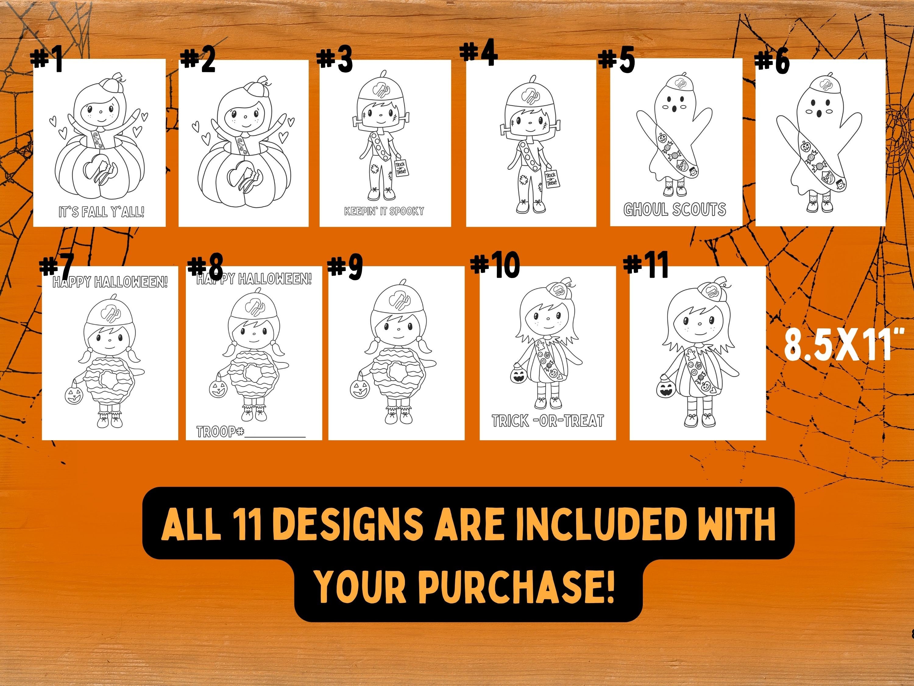 Girl Scouts Halloween Coloring Page Girl Scout Troop - Etsy