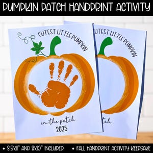 2025 Halloween Pumpkin Handprint Footprint Toddler Baby Printable Art Craft, Homeschool Craft, Kids Fall Art, Preschool Kindergarten Pumpkin