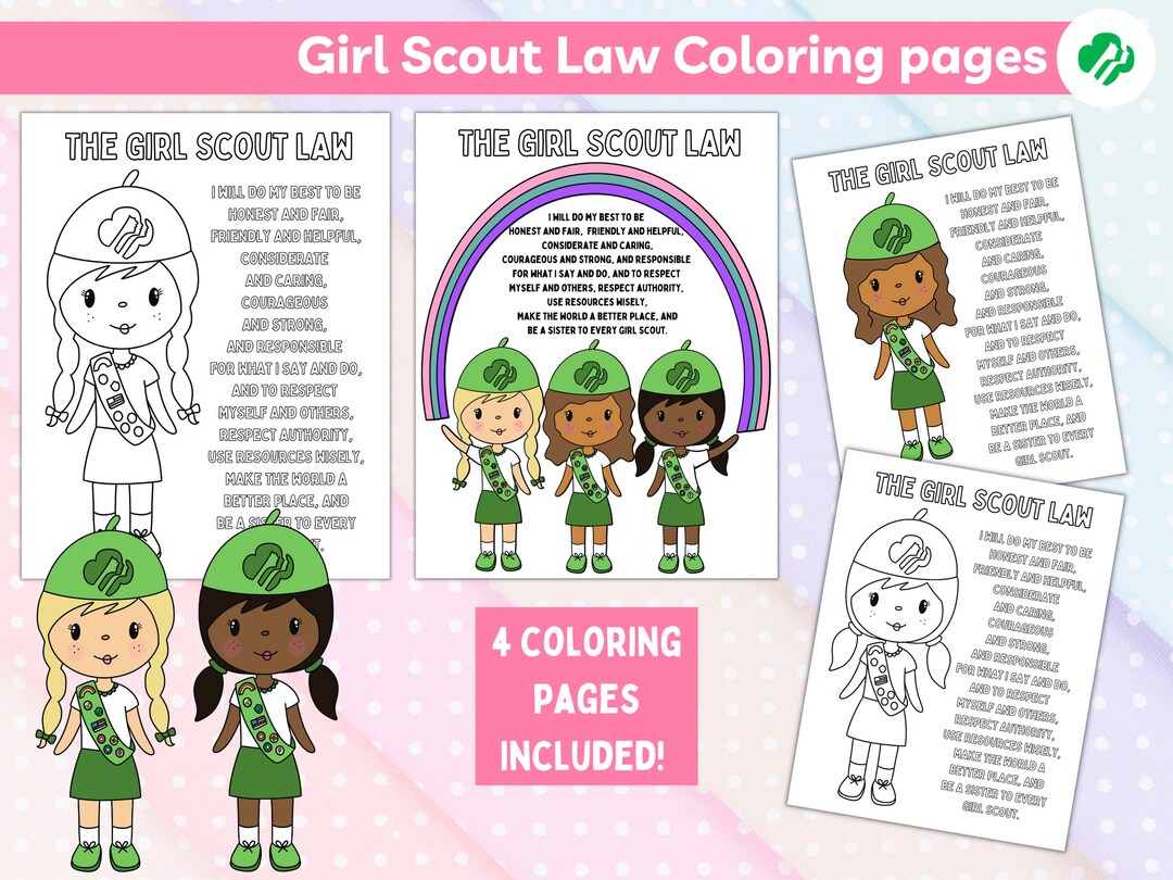 Girl Scout Promise Coloring Page Printable Worksheet Activity, Girl ...