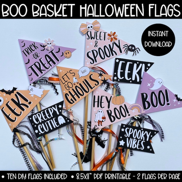 Halloween Boo Basket Flag Printable, Boo Basket Filler Gifts, Boo Basket Flags, Adult Boo Basket Ideas for Her, Boo Basket Tag, Boo Flag