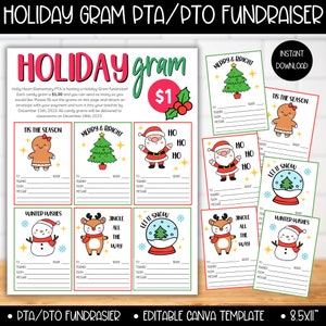 PTA PTO Kerstvakantie Gram Fundraiser Flyer Template, Winter School Ideeën Voor Inzameling, Kerst PTO Afdrukbare Flyer Candy Cane Gram