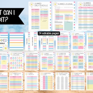 2024 Editable Kids Summer Planner, Printable Summer Planner, Summer Kids Bucket List Checklist, Summer Activity Plan Chore Reading Chart zdjęcie 3