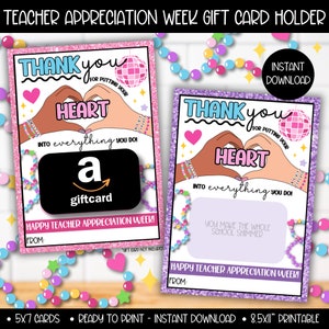 Porte-cartes cadeau Semaine d'appréciation du personnel enseignant, thème pop star, à l'époque de mon enseignant, merci coeur mains bracelet cartes cadeaux, cadeau étudiant