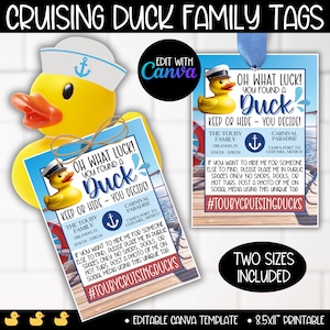 You found a Duck Cruising Ducks Tag Canva Template, Cruise Ship Rubber Ducks, Printable Carnival Royal Caribbean Cruise Vacation Duck Tag