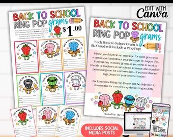 Back to School Fundraiser Flyer Canva Template, Ring Pop Lollipop Fundraisers, PTA PTO Fundraising Ideas Flyers, PTO Fall Fundraisers Form