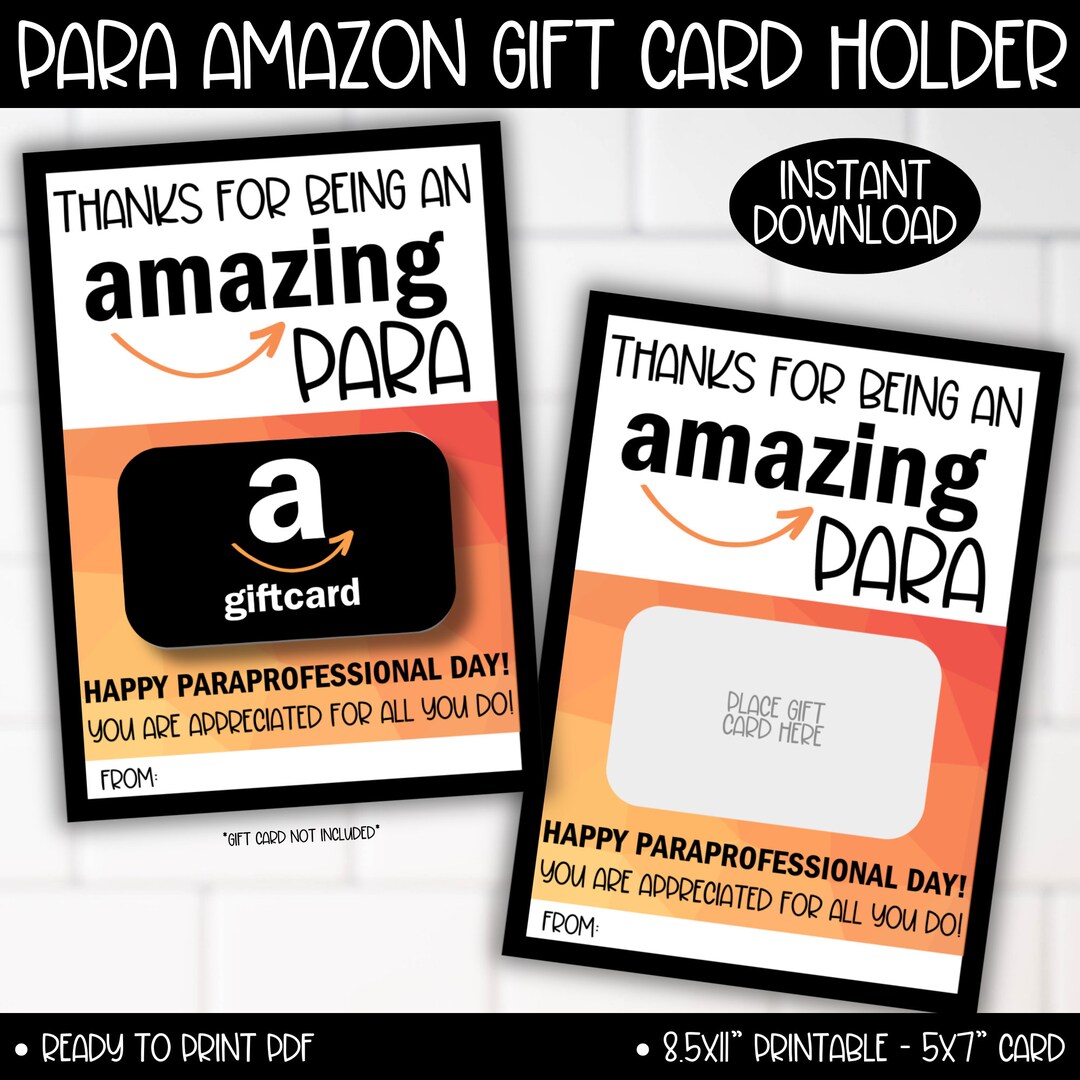 Paraprofessional Gift Card Holder, Para Appreciation Day Printable ...