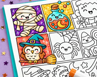 Halloween Countdown Coloring Pages, Bold Easy October Calendar Coloring for Kids, Teens & Adults, Cozy Fall Pumpkin Coloring Book Printables