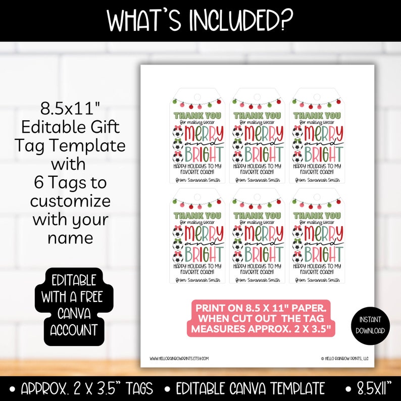 Soccer Coach Christmas Gift Tag Card, Sport Soccer Gym Coach Staff ...
