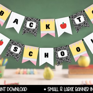 Printable Back to School Banner Prop, First Day of School Pennant Banner for Boy or Girl, Back to School Pennant, Pencil Photo Prop Banner