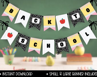 Printable Back to School Banner Prop, First Day of School Pennant Banner for Boy or Girl, Back to School Pennant, Pencil Photo Prop Banner